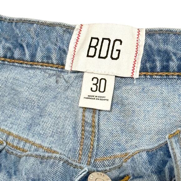 BDG Shorts Womens 30 Blue Denim Super High Rise Cheeky Frayed Urban Outfitters - Picture 2 of 9